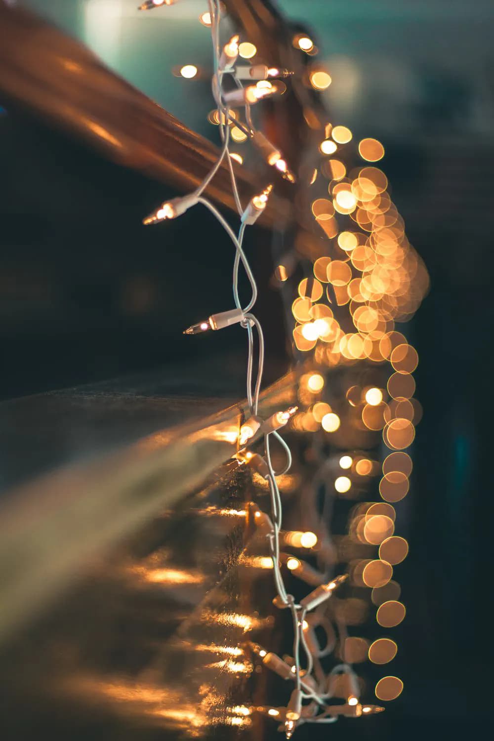 Fairy lights on a railing. Photo: Kevin Fitzgerald