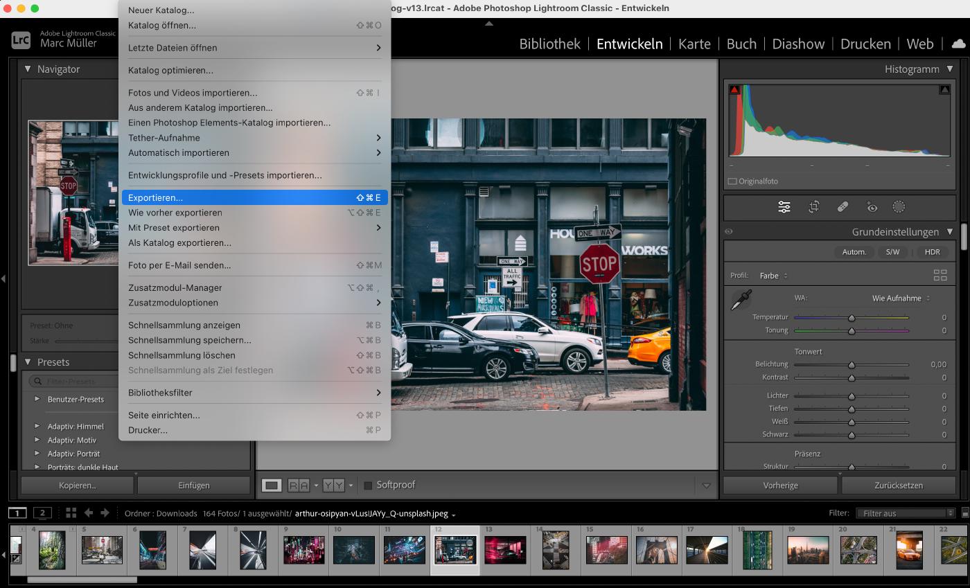 Exportieren von Fotos aus Lightroom Classic