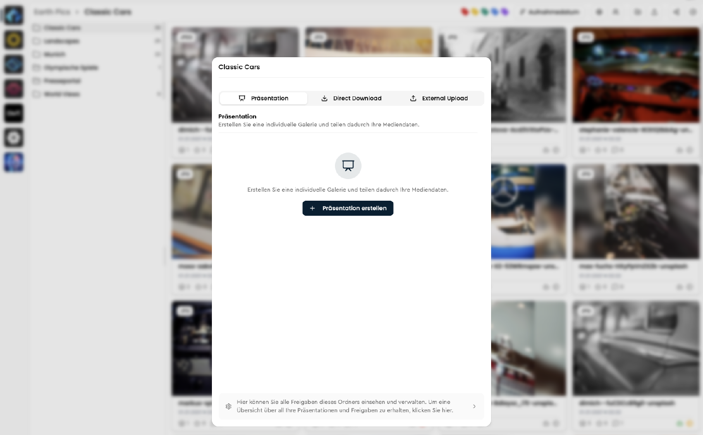Modal für Freigaben in VAULO