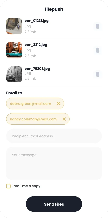 Screenshot filepush Dialog